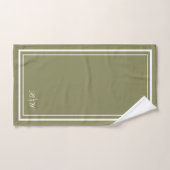 Olive Green Border Script Meisje Monogram Bad Handdoek (Handdoek)
