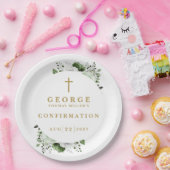 Olive Green Botanical Modern bevestiging Papieren Bordje (Feest)