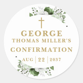 Olive Green Botanical Modern bevestiging Ronde Sticker