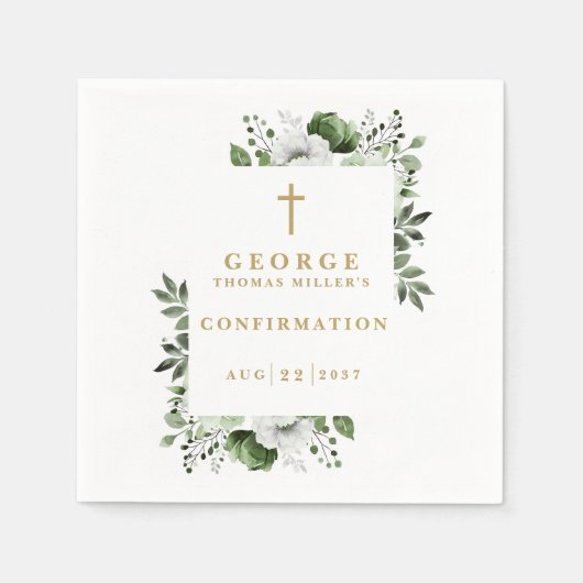 Olive Green Botanical Modern bevestiging Servet (Voorkant)