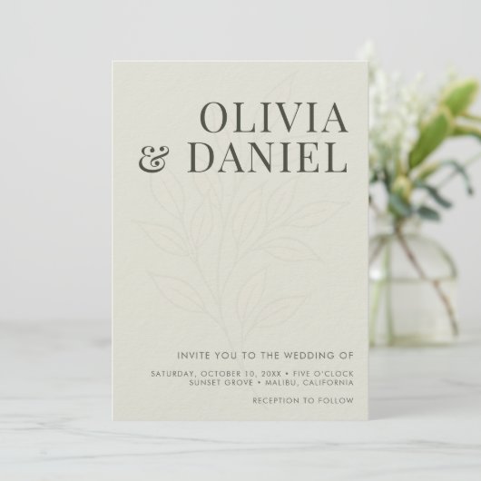 Olive Green Botanical Photo QR Code Wedding Kaart (Staand voorkant)