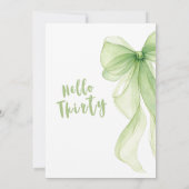 Olive Green Bow 30th Birthday Invitation Kaart (Achterkant)