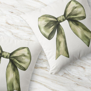 Olive Green Bow Modern Chic Eenvoudig Minimaal Ele Kussen