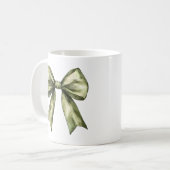 Olive Green Bow Modern Rustiek Minimalistisch Eenv Koffiemok (Voorkant links)