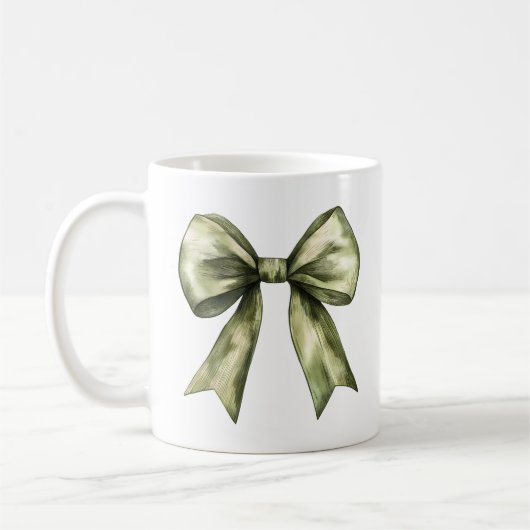 Olive Green Bow Modern Rustiek Minimalistisch Eenv Koffiemok (Links)