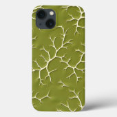 Olive Green Branch Pattern iPhone Case (Achterkant)