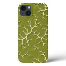 Olive Green Branch Pattern iPhone Case
