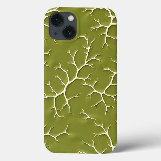 Olive Green Branch Pattern iPhone Case (Achterkant)