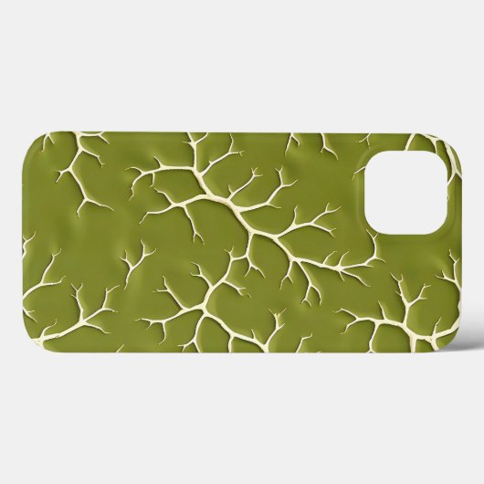 Olive Green Branch Pattern iPhone Case (Achterkant (horizontaal))