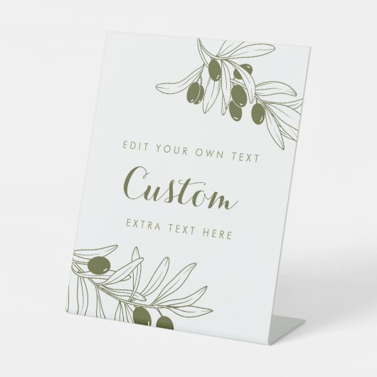 Olive Green Branches Custom Reclamebord Met Voetstuk (Voorkant)
