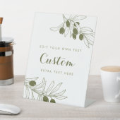 Olive Green Branches Custom Reclamebord Met Voetstuk (Insitu)