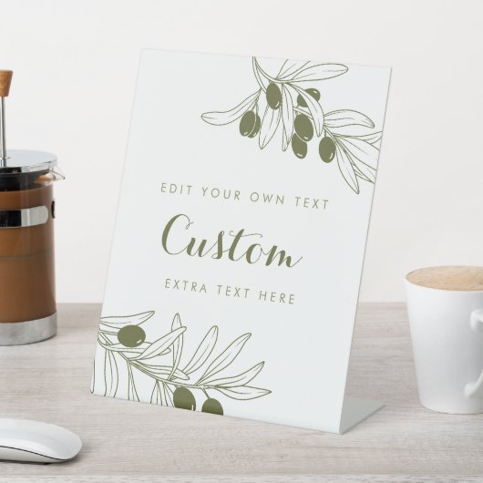 Olive Green Branches Custom Reclamebord Met Voetstuk (Insitu)