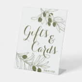 Olive Green Branches Gifts & Cards Reclamebord Met Voetstuk (Voorkant)