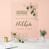 Olive Green Branches Nikkah Acrylic Sign Acryl Bord (Huwelijk)