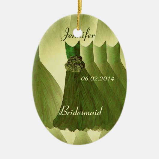 OLIVE GREEN Bridesmaid Hartelijk dank voor uw huwe Keramisch Ornament (Voorkant)