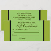Olive Green Cadeaubon (Voorkant / Achterkant)