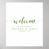 Olive Green Calligraphy Spring Weddenschap Welcome Poster (Voorkant)