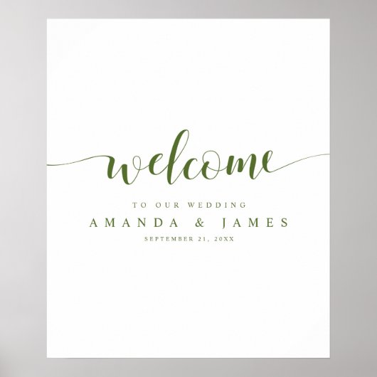 Olive Green Calligraphy Spring Weddenschap Welcome Poster (Voorkant)