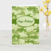 Olive Green Camo Camouflage Happy Birthday Custom Kaart (Gele Bloem)