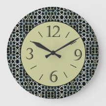 Olive Green Center/Black White Border Wall Clock