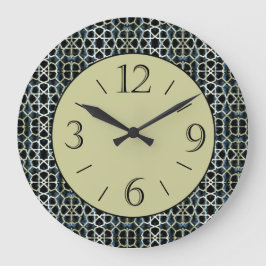 Olive Green Center/Black White Border Wall Clock Grote Klok