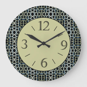 Olive Green Center/Black White Border Wall Clock Grote Klok