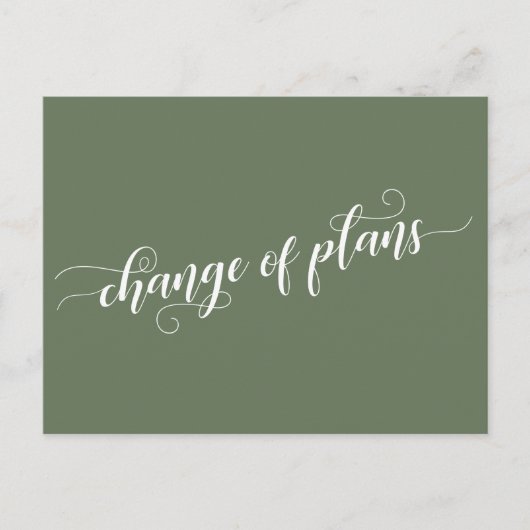 Olive Green Change of Plans Postponed Wedding Briefkaart (Voorkant)