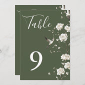 Olive Green Chinoiserie Bloemen Tafelnummers (Voorkant / Achterkant)