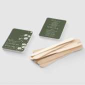 Olive Green Chinoiserie Bloemen Trouwprogramma Handwaaier (Niet-gemonteerd)