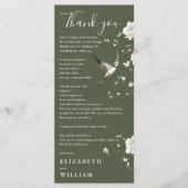 Olive Green Chinoiserie Wedding Dank u kaart (Voorkant)