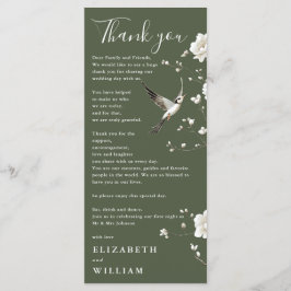 Olive Green Chinoiserie Wedding Dank u kaart