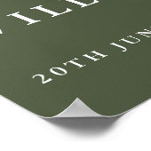 Olive Green Chinoiserie Wedding Welkomstbord Poster (Hoek)