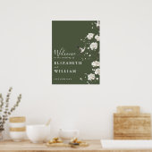 Olive Green Chinoiserie Wedding Welkomstbord Poster (Keuken)
