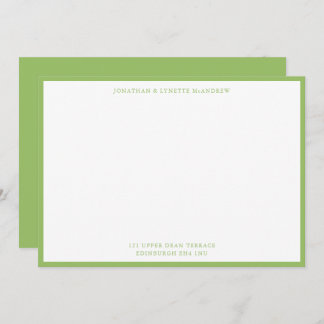 Olive Green Classic Border Flat Note Card Notitiekaartje