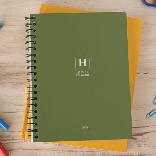 Olive Green Classic Monogram Persoonlijk Wekelijks Planner