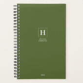 Olive Green Classic Monogram Persoonlijk Wekelijks Planner (Voorkant)