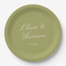 Olive Green Classic Wedding Papieren Bordje