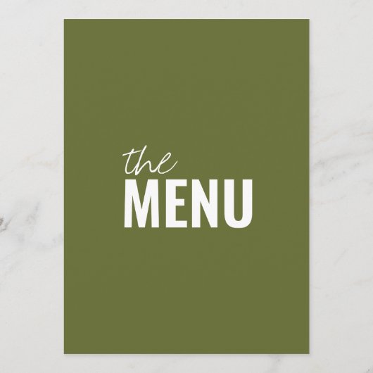 Olive Green Classy Bright Whimsical Wedding Menu (Achterkant)