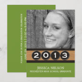 Olive Green Classy Keys Afstuderen Invitation Kaart (Voorkant / Achterkant)