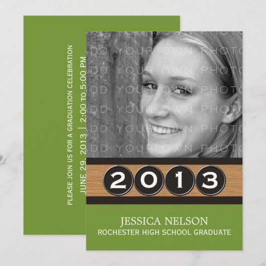 Olive Green Classy Keys Afstuderen Invitation Kaart (Voorkant / Achterkant)