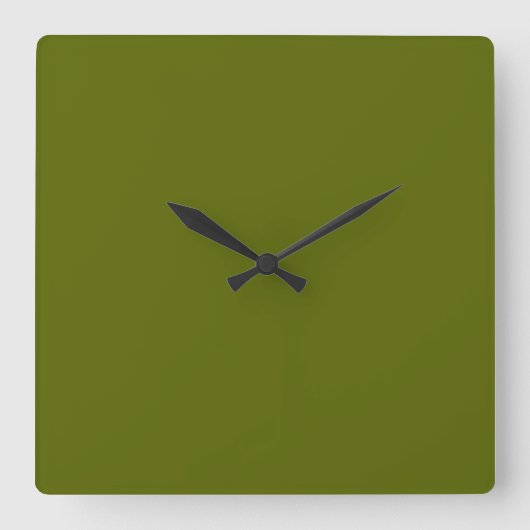 Olive Green Clock Vierkante Klok (Voorkant)
