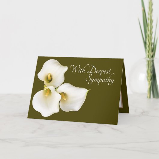 Olive Green Color Background Calla Lilies Sympathi Kaart (Voorkant)