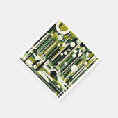 Olive Green Cream Geometrische Pinguïn Forest Retr Servet (Hoek)