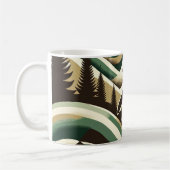 Olive Green Cream Retro Art Deco Waves Pinguïn Koffiemok (Links)