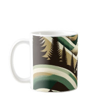 Olive Green Cream Retro Art Deco Waves Pinguïn