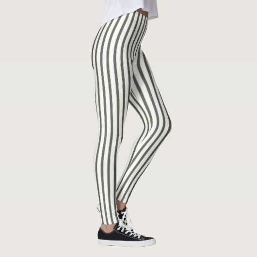 Olive Green Cream Stripes  Leggings (Rechts)