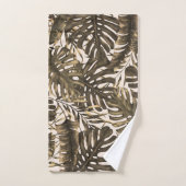 Olive Green & Cream Tropical Palm Leaves Island Bad Handdoek (Handdoek)