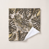 Olive Green & Cream Tropical Palm Leaves Island Bad Handdoek (Wasdoekje)