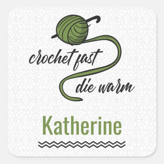 Olive Green Crochet Fast, Die Warm Vierkante Sticker (Voorkant)