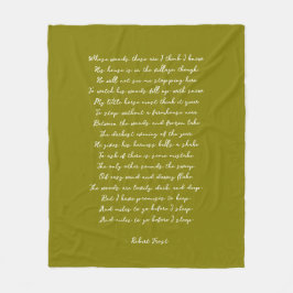 Olive Green Custom Poem Song Lyric Quote  Fleece Deken